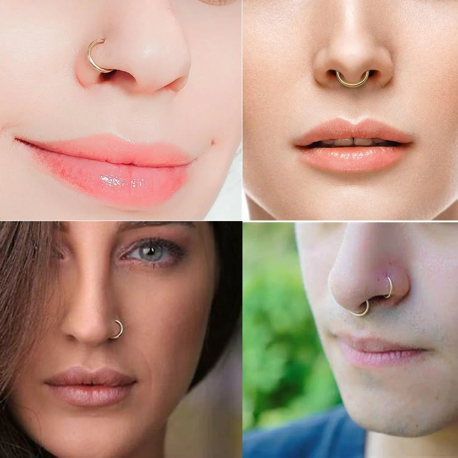 FECTAS Nose Rings Hoops Surgical Steel 18g 20g Gauge 6mm 8mm 10mm 12mm Earrings Piercing Hoops Jewelry for Men Women