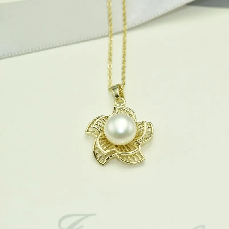 Fine Gold Pearl Necklace 100% Real Freshwater Pearl Necklace
