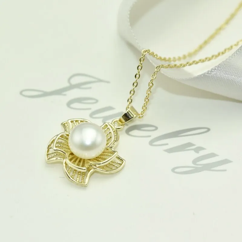 Fine Gold Pearl Necklace 100% Real Freshwater Pearl Necklace
