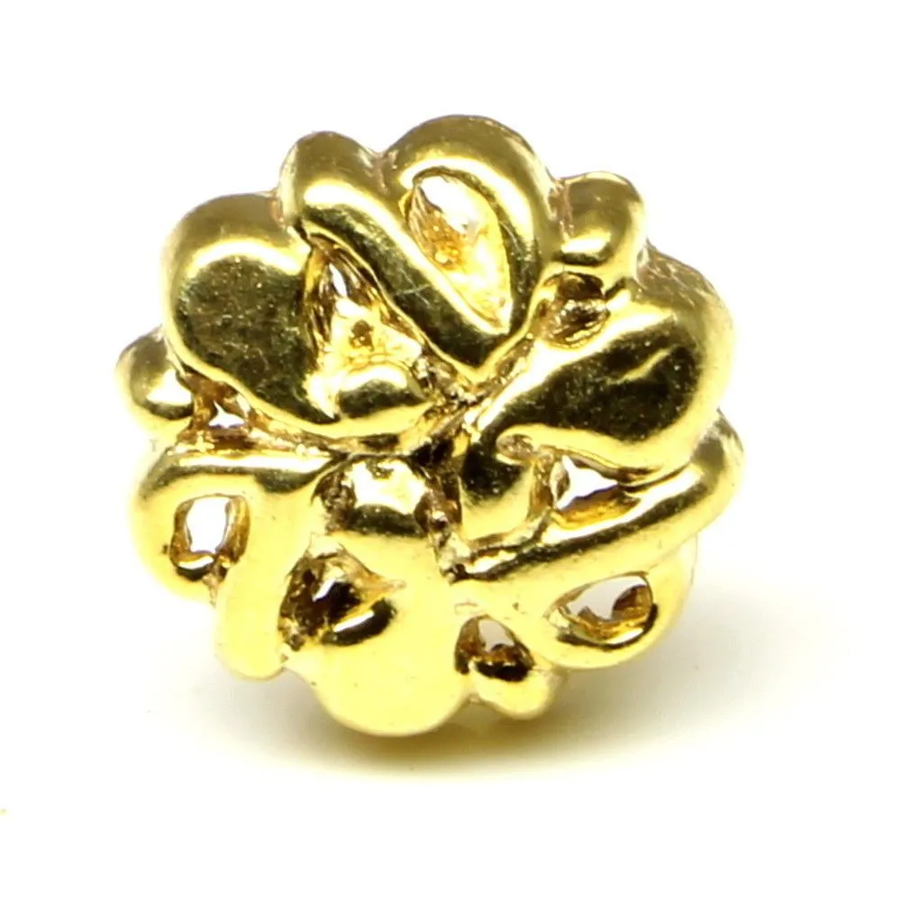 Floral Gold plated nose ring Push Pin nose stud