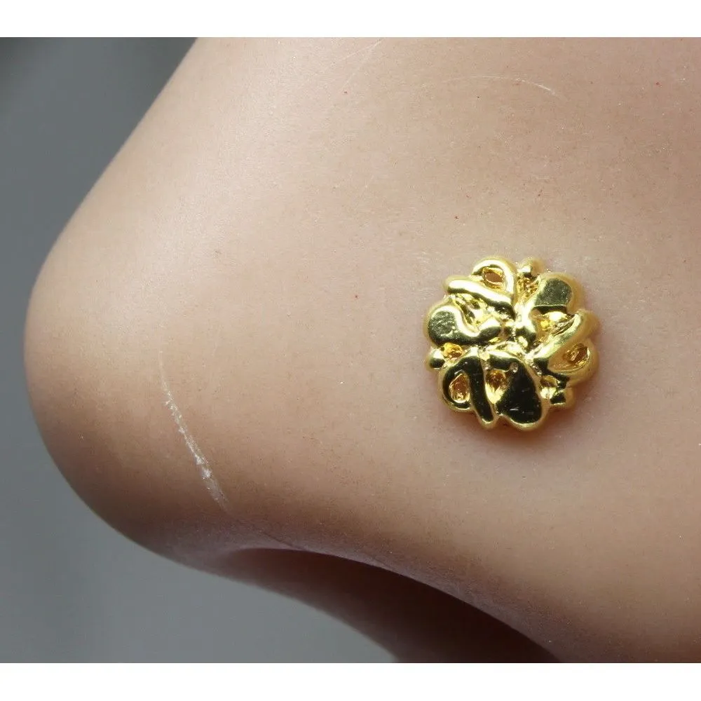 Floral Gold plated nose ring Push Pin nose stud
