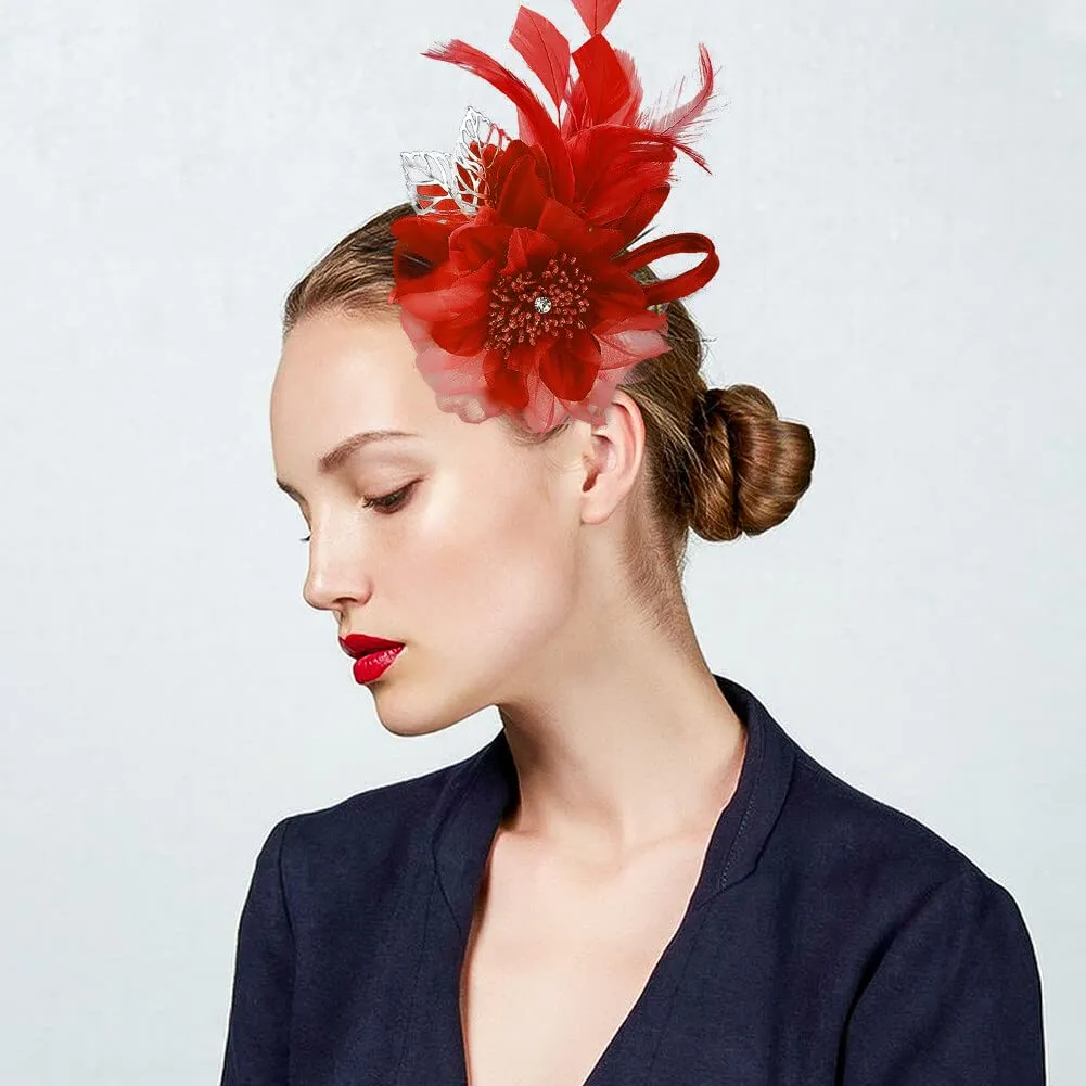 Flower Brooch Feather Brooch Ladies Flower Hair Clip Brooch for Travel Party Holiday