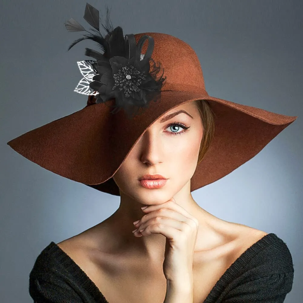 Flower Brooch Feather Brooch Ladies Flower Hair Clip Brooch for Travel Party Holiday
