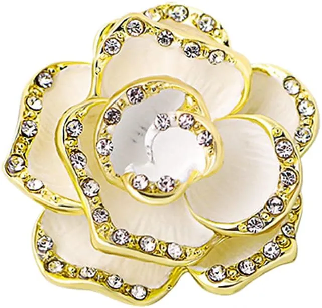 Flower Brooch Pins for Women Men Camellia Brooch Rhinestone Pin Flower Bouquet Fashion Brooch Jewelry for Wedding Party