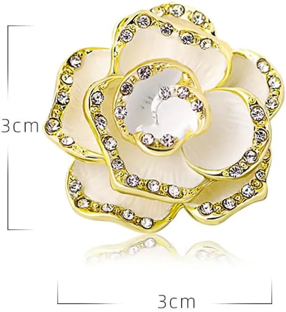 Flower Brooch Pins for Women Men Camellia Brooch Rhinestone Pin Flower Bouquet Fashion Brooch Jewelry for Wedding Party