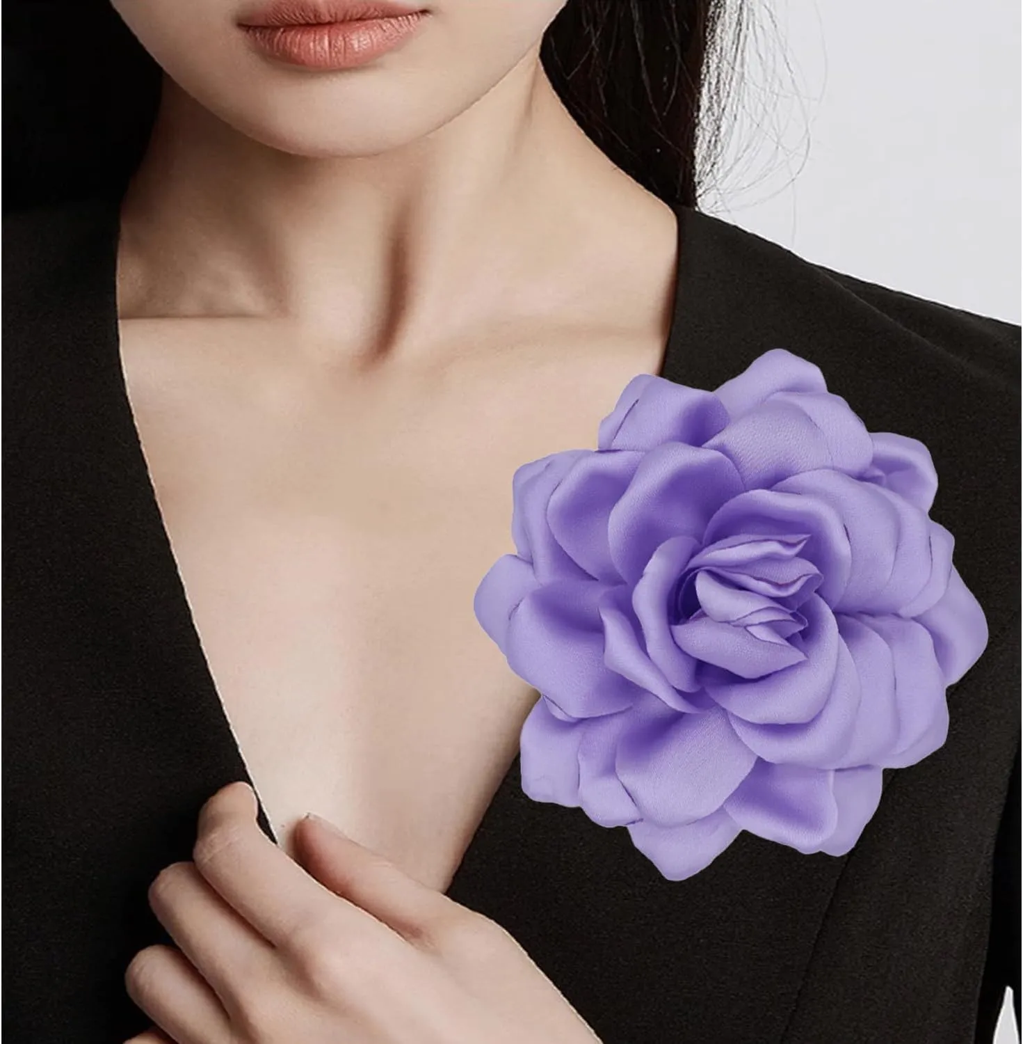 Flower Brooches Lapel Pins for Women Satin Fabric Brooches Big Camellia Flower Brooch Pins Wedding Part Dance Clothes Accessories Jewelry Gifts