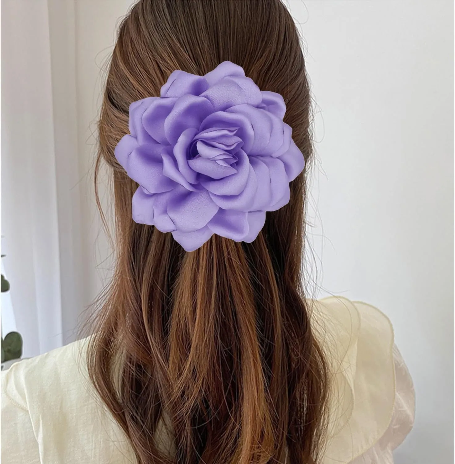 Flower Brooches Lapel Pins for Women Satin Fabric Brooches Big Camellia Flower Brooch Pins Wedding Part Dance Clothes Accessories Jewelry Gifts