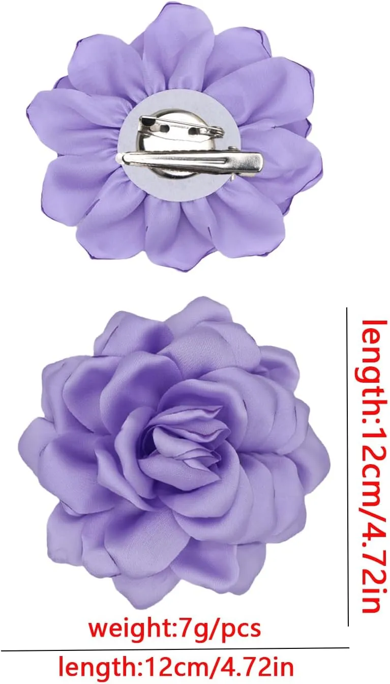 Flower Brooches Lapel Pins for Women Satin Fabric Brooches Big Camellia Flower Brooch Pins Wedding Part Dance Clothes Accessories Jewelry Gifts