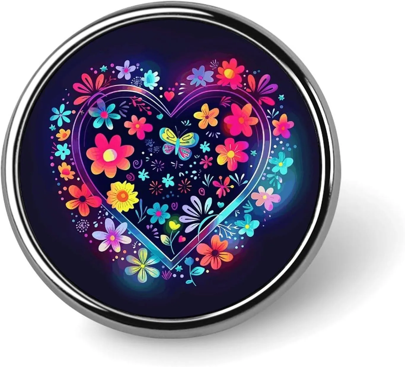 Flower Heart Backpack Pin Cute Brooch Decoration Brooches for Women Mens Lapel Pins for Suits Fashion Button Badges for Hat Backpacks Purses Jackets Shirt Suit Lapels-Circular