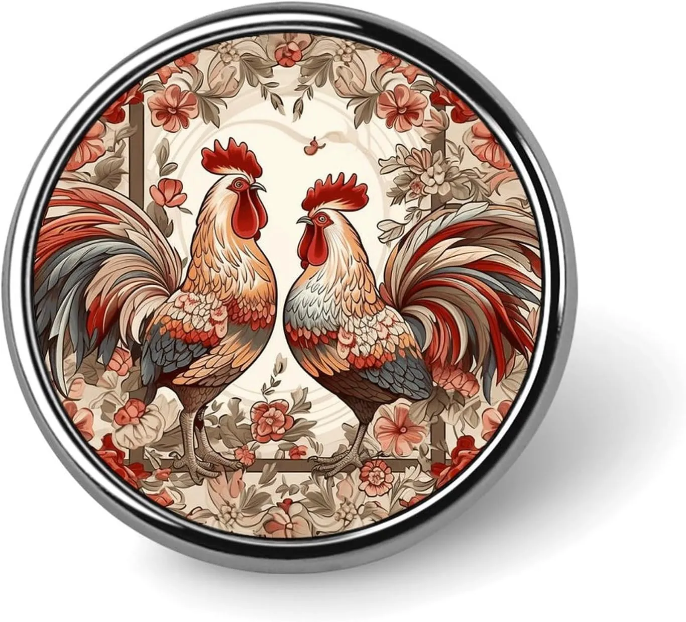 Flower Roosters Backpack Pin Cute Brooch Decoration Brooches for Women Mens Lapel Pins for Suits Fashion Button Badges for Hat Backpacks Purses Jackets Shirt Suit Lapels-Circular
