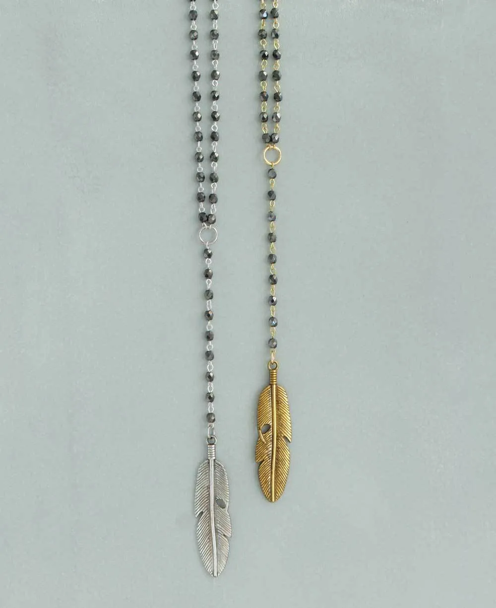 Fly High Beaded Y Necklace with Feather Pendant, USA