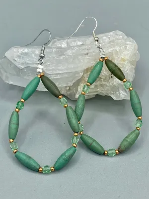 Forest Green Magnesite Stone Beaded Earrings, Hippie Vibe, Shabby Chic, Boho Chic, Nature Inspired, Bohemian