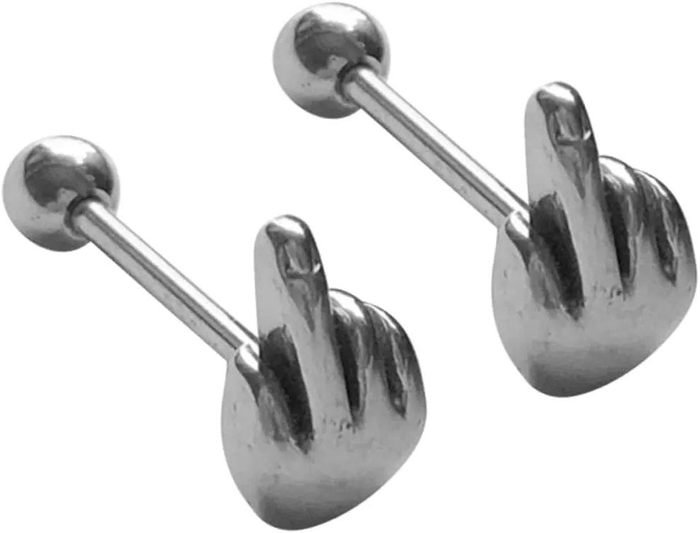 FRCOLOR 2Pcs Punk Tongue Rings Piercing Jewelry for Men and Women and present for Special Occasions Like Birthdays and Anniversaries