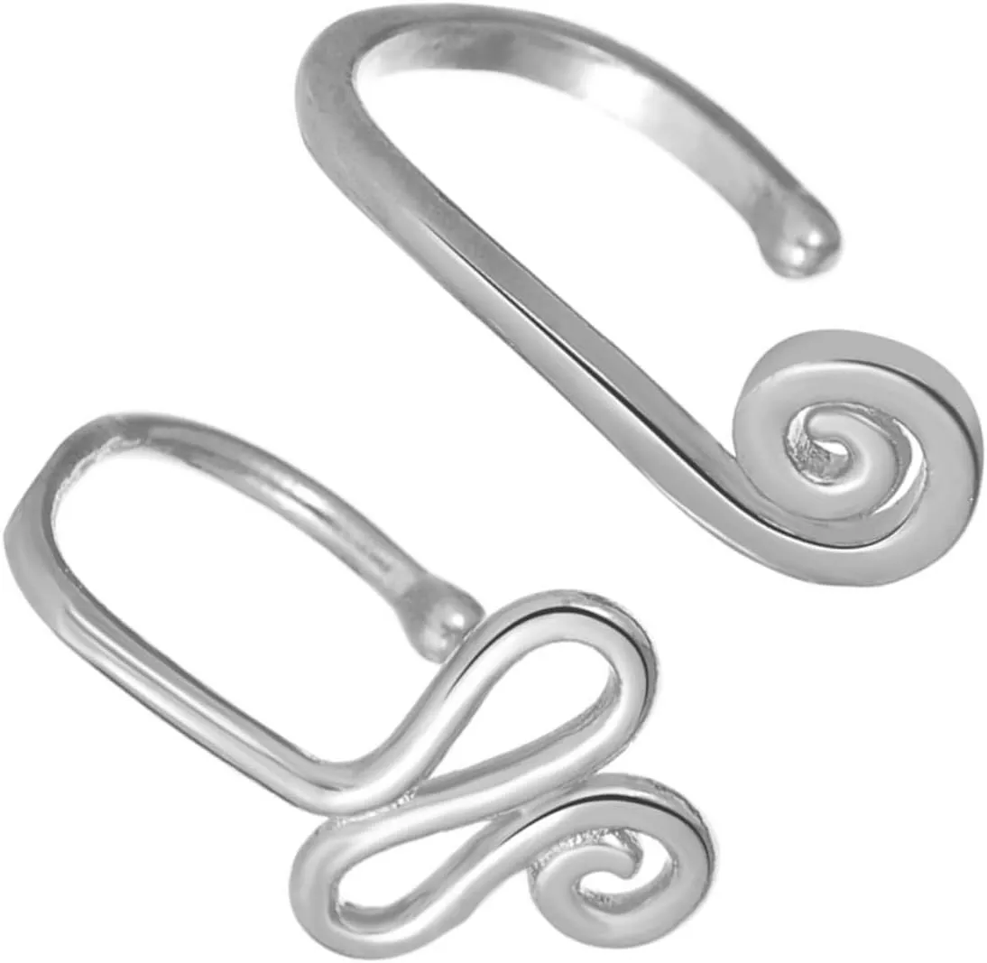 FRCOLOR 2pcs U-shape Nose Unique Snail Nose Piercing Jewelry Hoops for Women for Friends Family