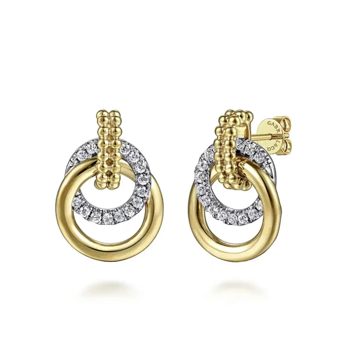 Gabriel & Co. Two-Tone Bujukan Circles Diamond Drop Earring