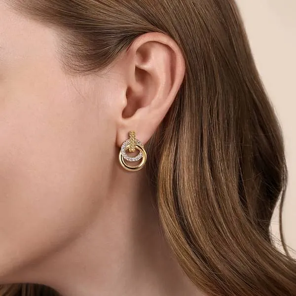 Gabriel & Co. Two-Tone Bujukan Circles Diamond Drop Earring