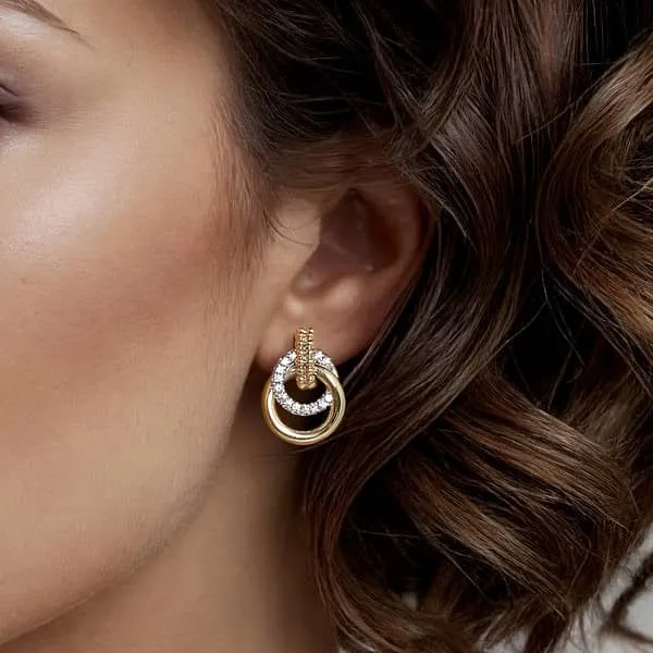 Gabriel & Co. Two-Tone Bujukan Circles Diamond Drop Earring