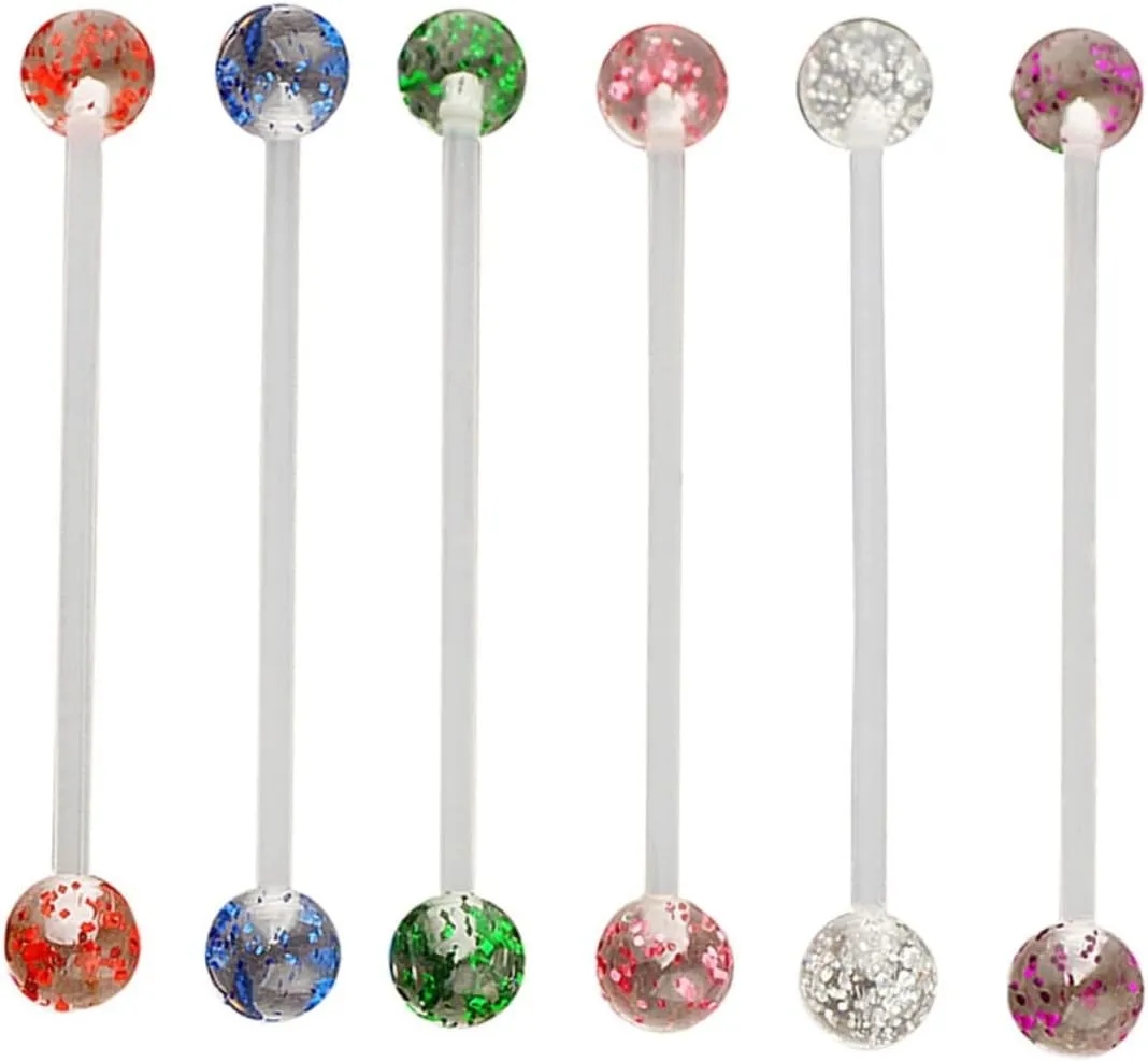 GALPADA 6pcs Acrylic Tongue Set Safe Body Piercing Jewelry for Women Girls Transparent for Mother Day Weddings Birthdays More