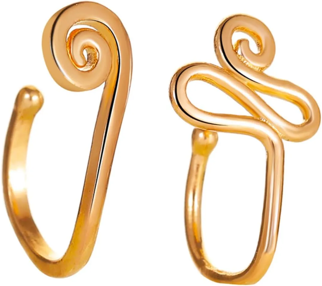 Garneck 2 Pcs U-Shaped Fake Nose Rings - Stylish Non Piercing Nose Jewelry Beautiful Nose Adornments for Women Trendy Fashion Accessories for Everyday Wear