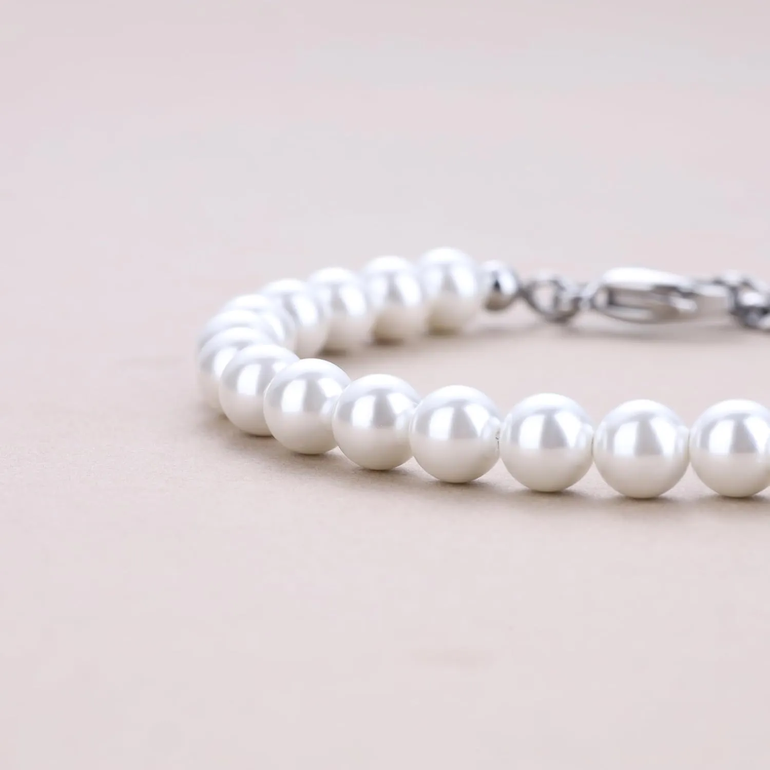 GAVU Men's Pearl Bracelet, Silver Bracelet Figaro Chain Bracelet for Men, Pearl Beaded Bracelet for Men