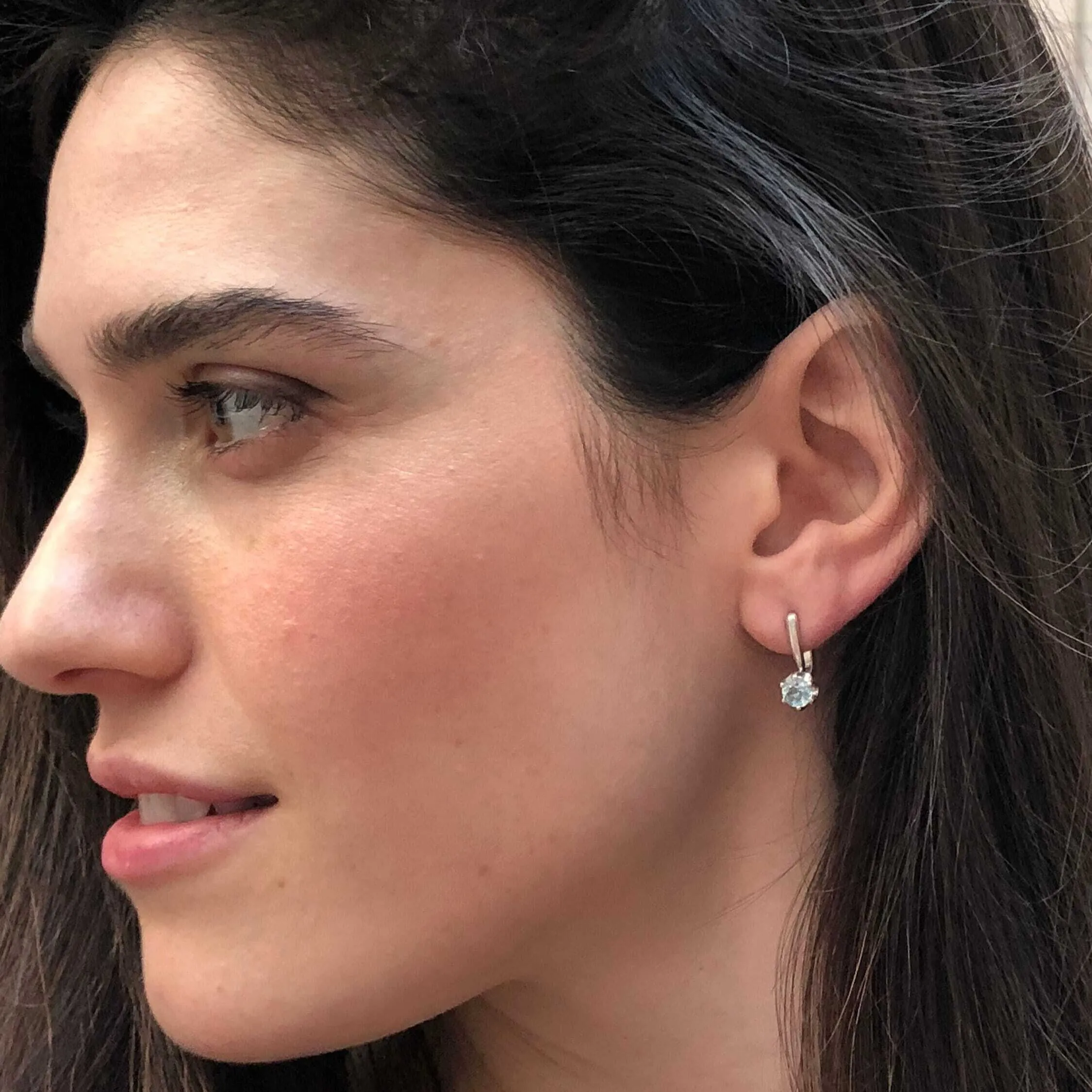 Genuine Emerald Earrings - Green Drop Earrings - Dainty Round Earrings