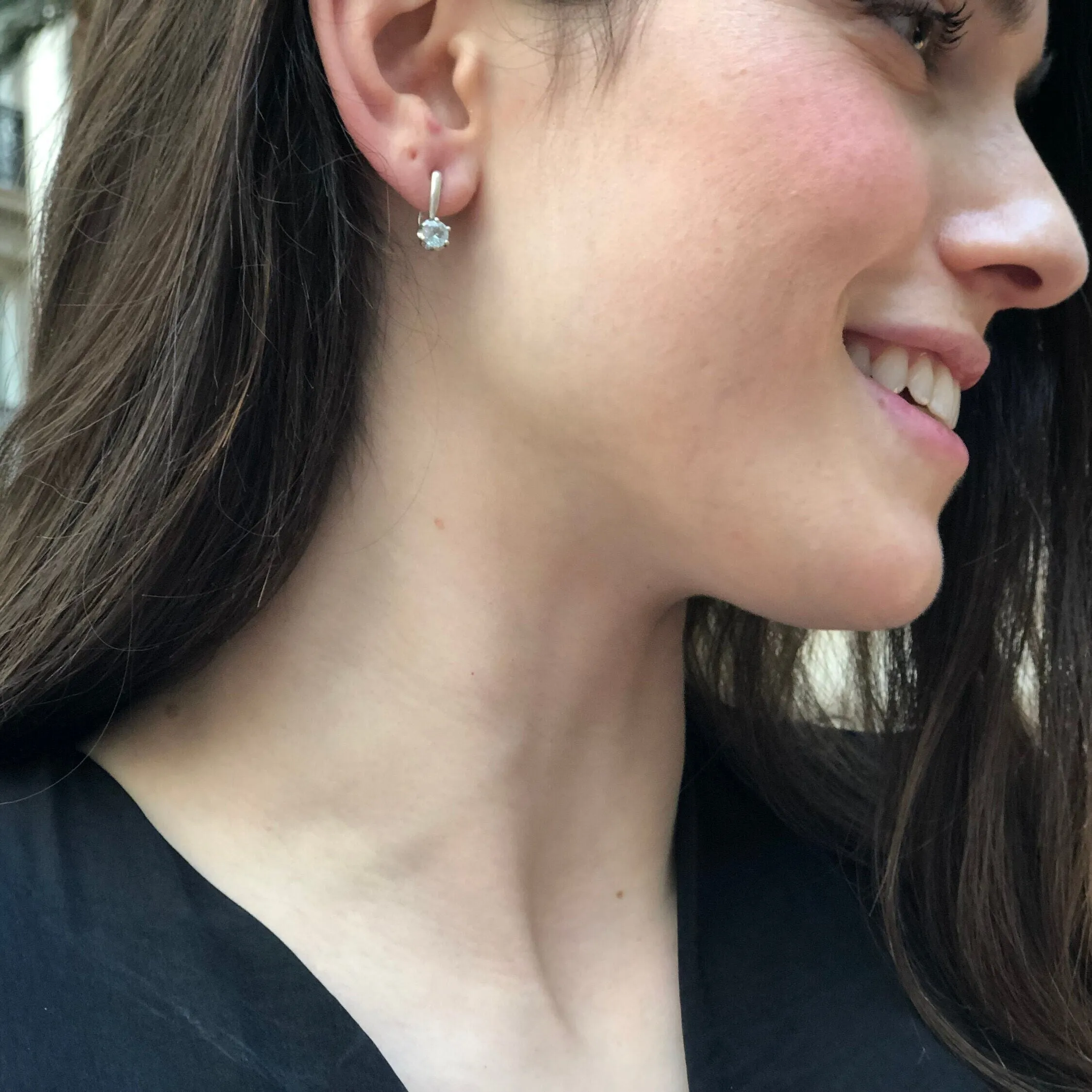 Genuine Emerald Earrings - Green Drop Earrings - Dainty Round Earrings