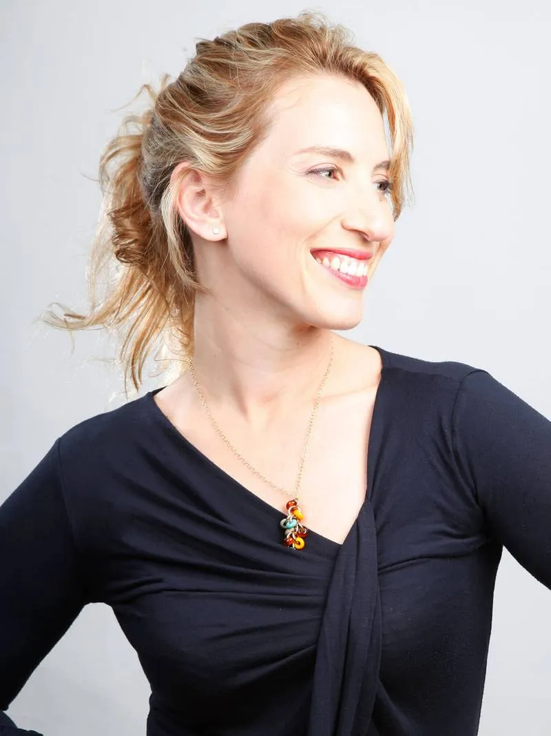Glass Beads Cluster Pendant on Gold-filled Necklace