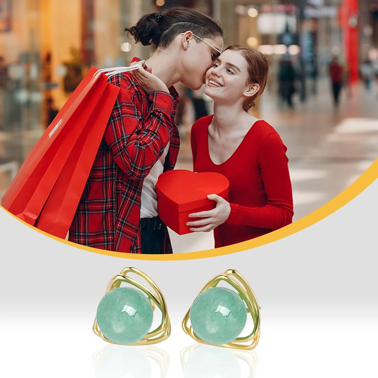 GLLBTPT Jade Earrings Studs,Green Jade Earrings for Women,925 Sterling Silver Earrings Studs for Sensitive Ears,Handmade Jade Earrings for Birthday Anniversary (gold, double triangle)