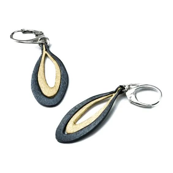 Gold & Oxidised Silver Drop Earrings