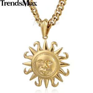 Gold-color Sun Pendant Necklace