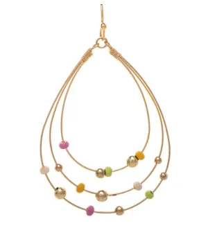 Gold Multicolor Bead Triple Teardrop Earring