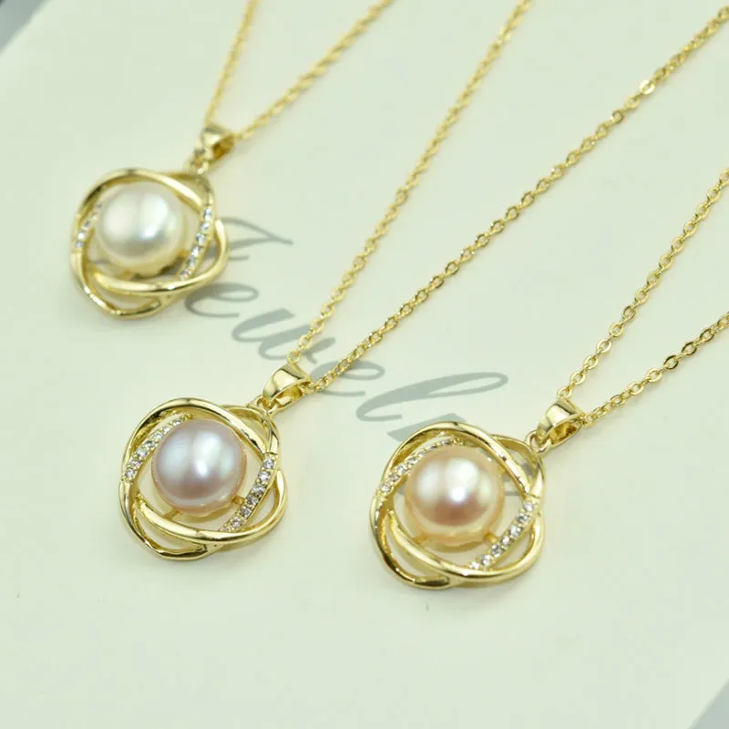 Gold Pearl Necklace 925 Sterling Silver Jewelry 100% Real Pearl Simple Choker Necklace Pendant