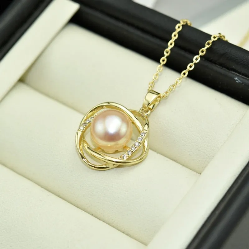 Gold Pearl Necklace 925 Sterling Silver Jewelry 100% Real Pearl Simple Choker Necklace Pendant