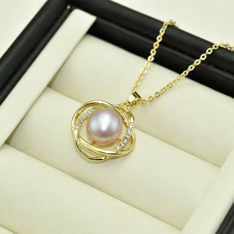 Gold Pearl Necklace 925 Sterling Silver Jewelry 100% Real Pearl Simple Choker Necklace Pendant