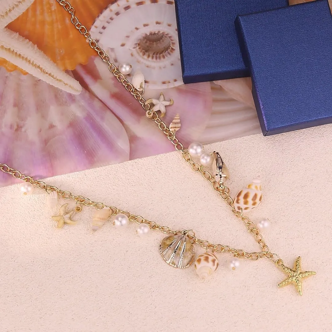 Gold Pearl Waist Chains Seashell Starfish Chains for Women Bobh Sea Shell Beach Body Chain Mermaid Waist Chain Summer Beach Vacation Body Jewelry Accessorie