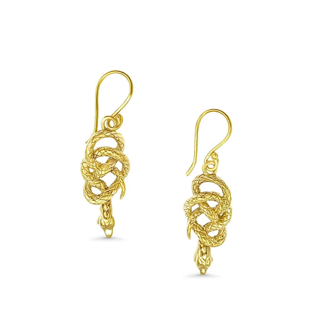 Gold Snake Earrings - Serpent Drop Dangle Statement Jewelry