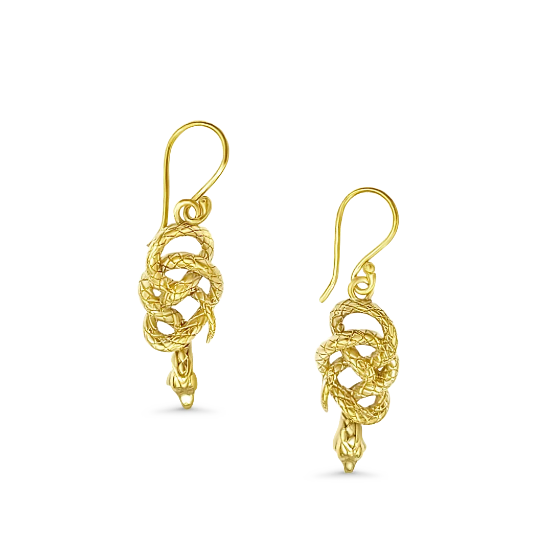 Gold Snake Earrings - Serpent Drop Dangle Statement Jewelry