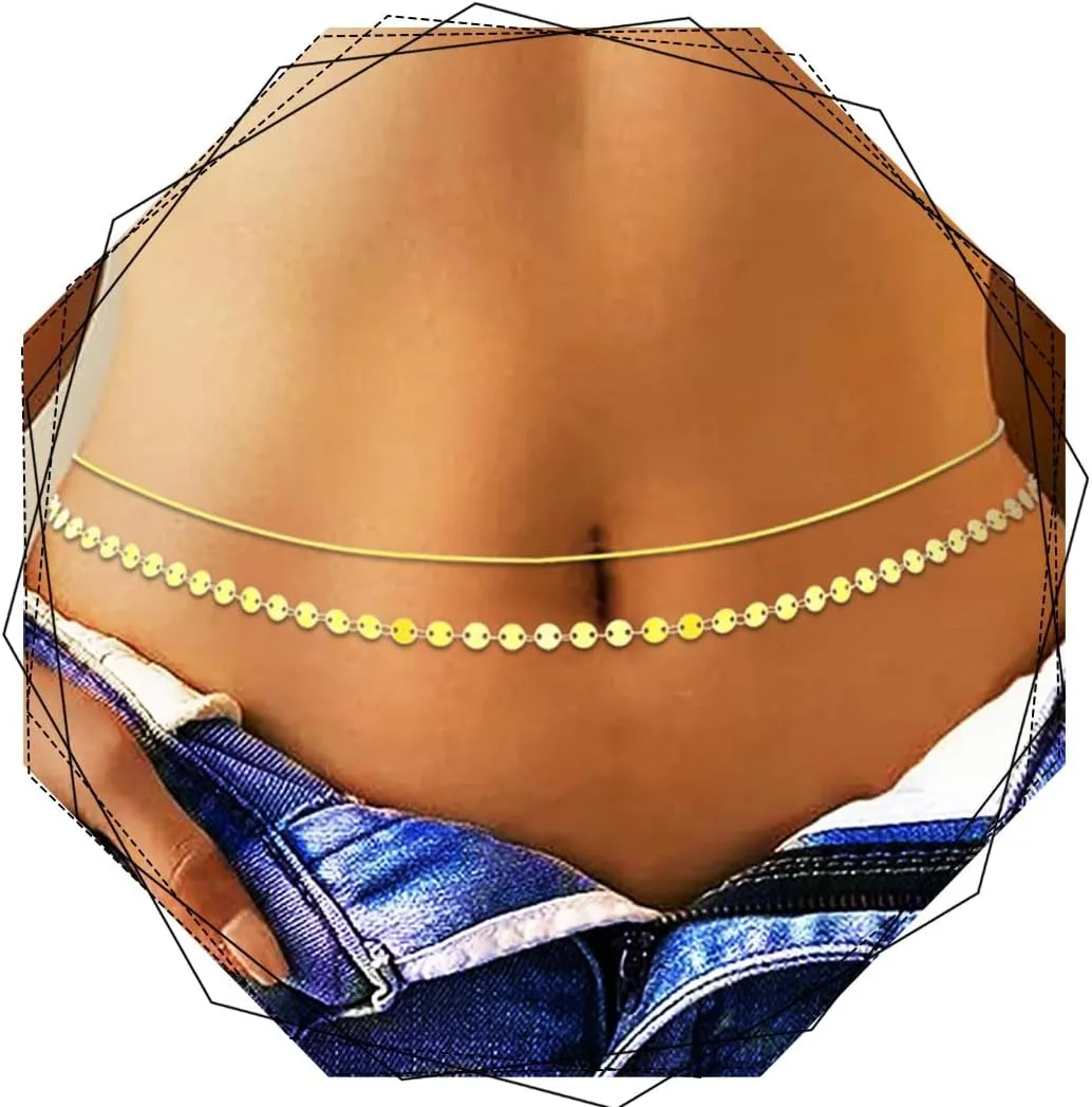 Gold Waist Belly Chain Boho Layered Sandbeach Bikini Body Jewelry for Women
