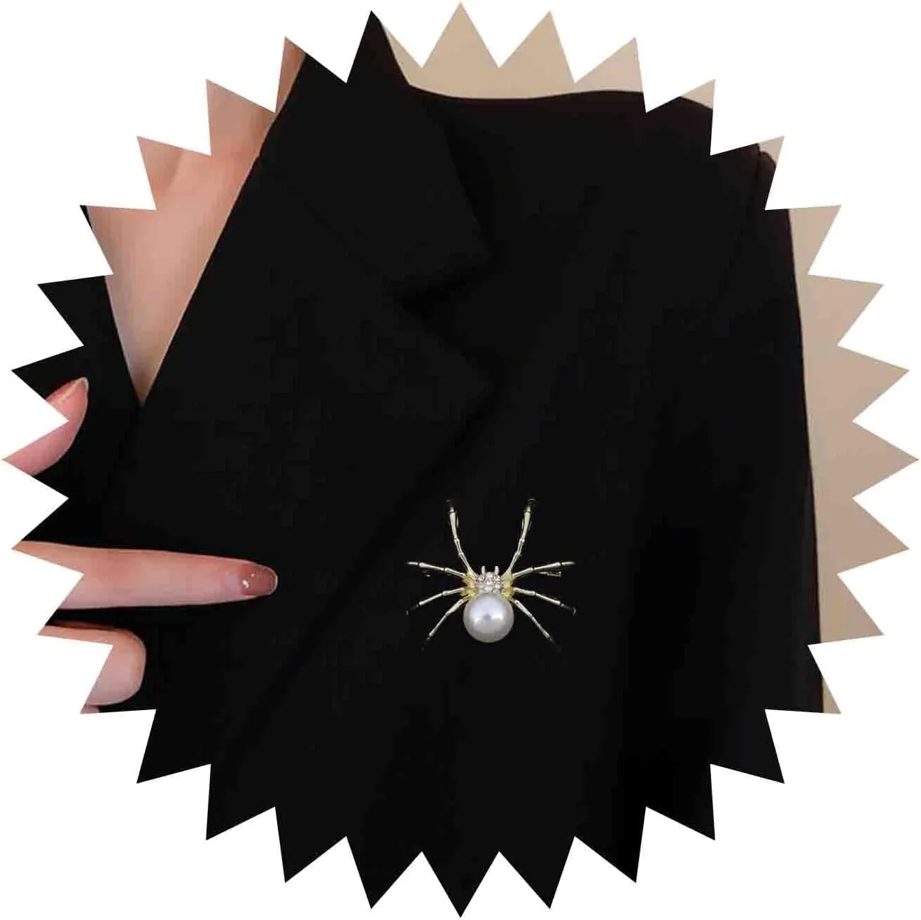 Gothic Pearl Spider Brooch Pin Silver Spider Brooches Pin Punk Animal Brooch Pins Halloween Custom Spider Brooch Lapel Pin Decorative for Women Clothing Dress Suit