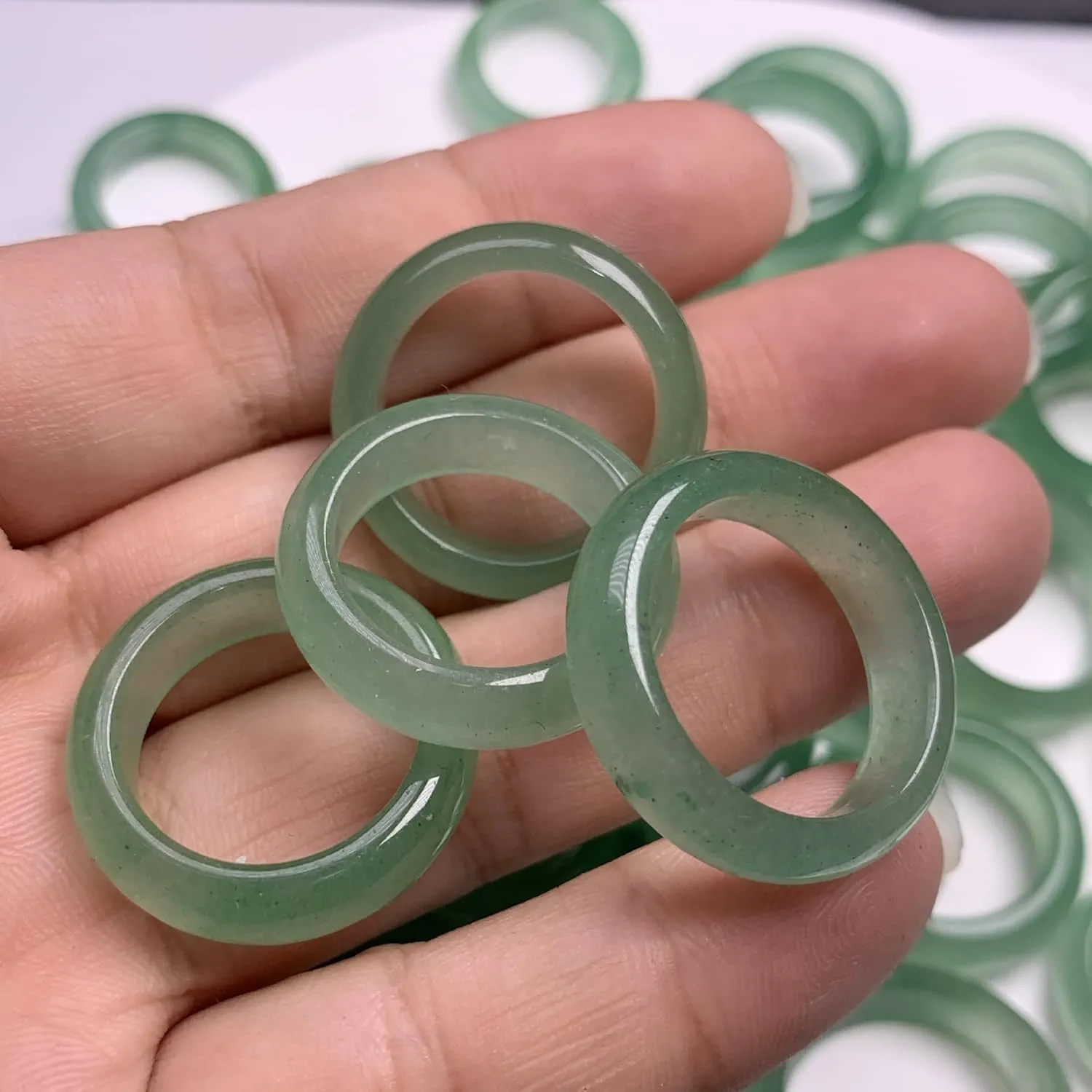 Green Natural Jade Rings Good Luck Jewelry Natural White Jade Ring for Women Men Unisex with Gift Box
