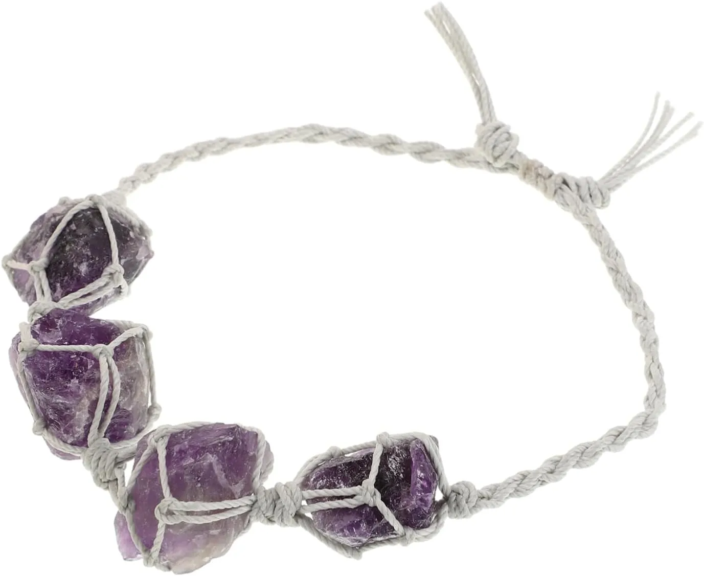 Hand Woven Women's Bracelet Natural Stone Jewelry Amethyst Crystal Bracelet Vintage Style Adjustable Braided Wristband