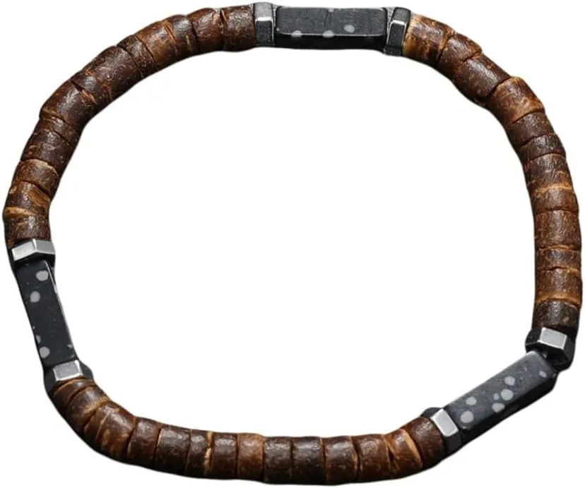 Handmade Coconut Shell Beads Bracelet for Stacking, Handmade Braided Woven Adjustable Bracelet for Women Men-Q
