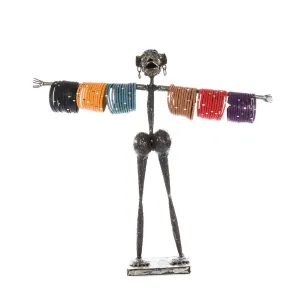 Handmade Metal Jewelry Stand – Necklace & Bracelet Holder African Sculpture