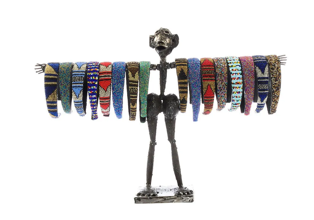 Handmade Metal Jewelry Stand – Necklace & Bracelet Holder African Sculpture