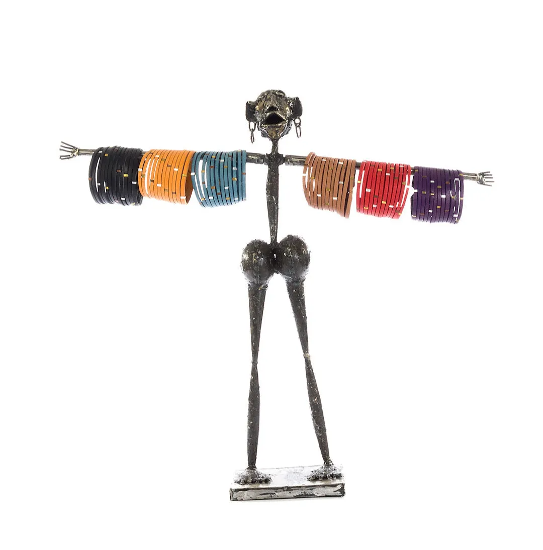 Handmade Metal Jewelry Stand – Necklace & Bracelet Holder African Sculpture