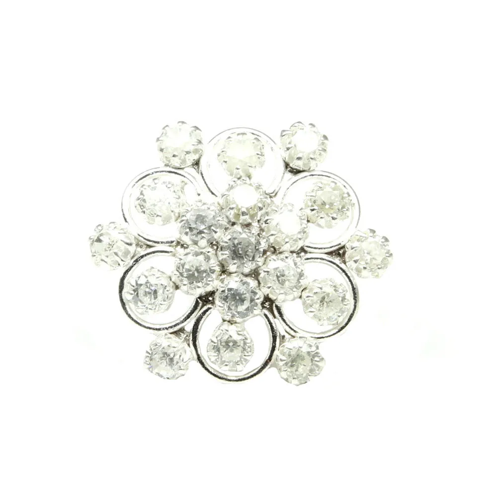 Handmade Sterling Silver Nose pin With White Stones for women in Twisted style