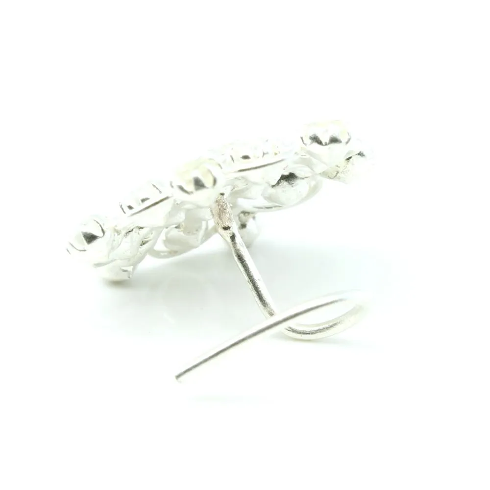 Handmade Sterling Silver Nose pin With White Stones for women in Twisted style