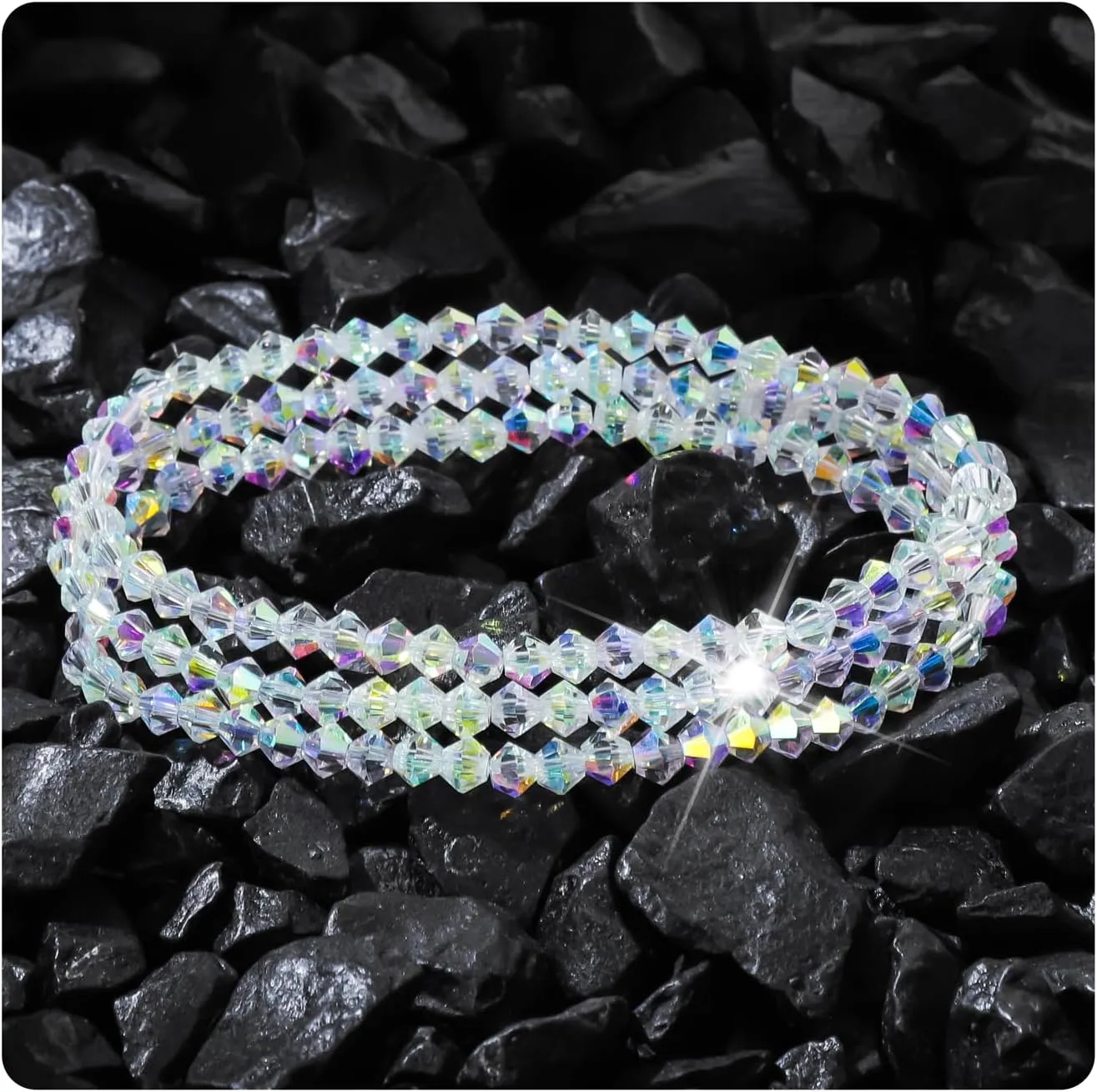 HANGINTHERE 3 Pcs 4mm Austrian Crystal Stretch Bracelets Set for Women,Boxed,Stackable Gift Bracelets for Birthdays, Mother??s Day