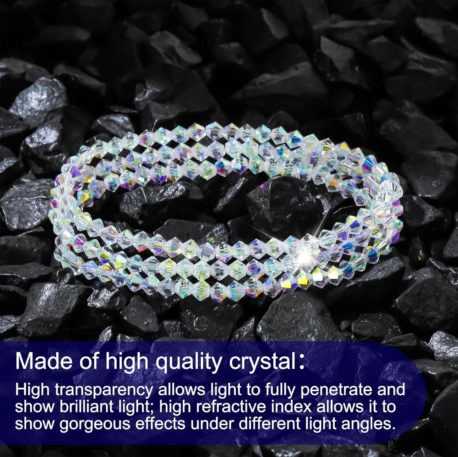 HANGINTHERE 3 Pcs 4mm Austrian Crystal Stretch Bracelets Set for Women,Boxed,Stackable Gift Bracelets for Birthdays, Mother??s Day