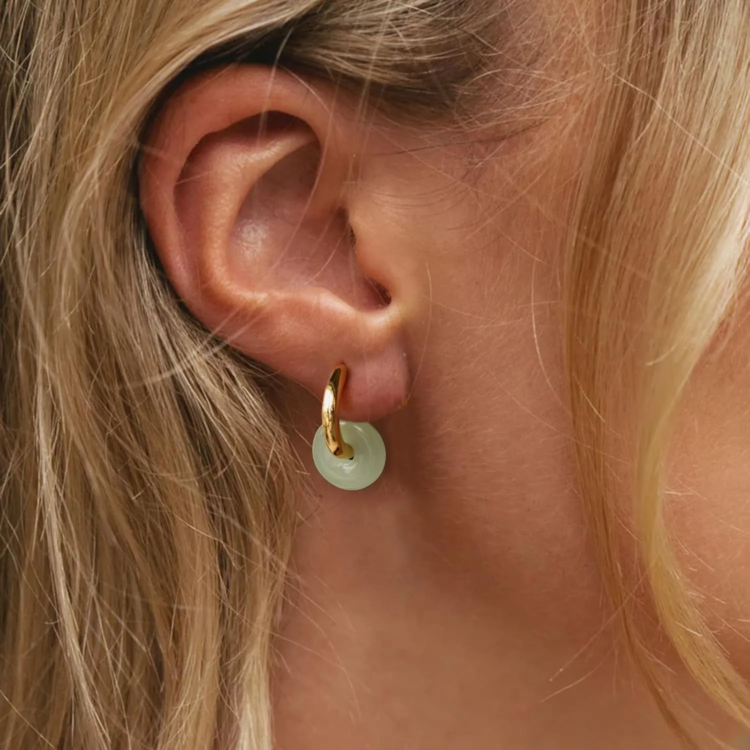 Harry and Henry Jade Hoop Earrings for Women Dangle Jade Jewelry Set Trendy 2025 Gemstone Earrings for Everyday Wear